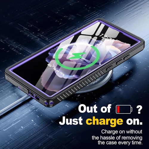 Vista 6 de ANTSHARE Funda impermeable para Samsung Galaxy S24 Ultra, lente incorporada y protector de pantalla de cuerpo completo de 360°, resistente a prueba