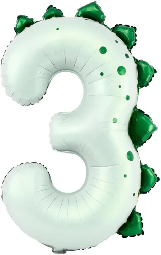 Vista 22 de Globo de dinosaurio número 1, globo de aluminio beige de 30 pulgadas para decoración de fiesta de cumpleaños de 1º cumpleaños de la selva