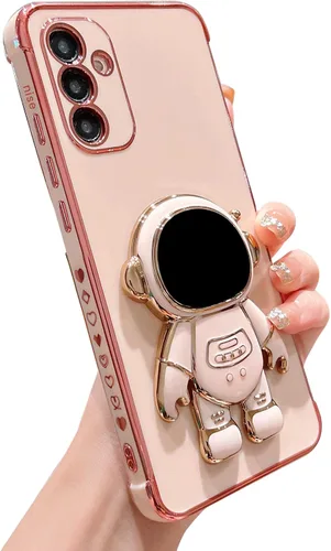 Vista 18 de phylla para Samsung Galaxy A12 Funda de Teléfono con Soporte Oculto de Astronauta Chapado en Oro de Lujo Lindo Astronauta Lateral Lindo