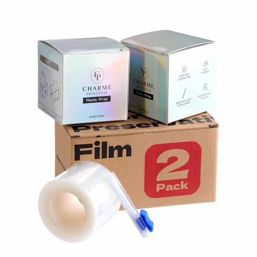 Vista 6 de Charme Princesse Paquete de 2 envolturas de plástico desechables para tatuajes de cejas, 984.3 ft, película conservadora permanente, suministros