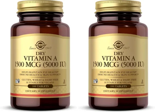Vista 2 de Suplemento de Vitamina A seca, 5000 UI, tabletas, 100 piezas, de Solgar, E2820, 1, 1