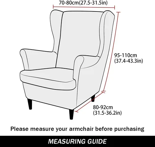 Vista 6 de Fundas elásticas para silla de ala, 2 piezas, fundas elásticas de terciopelo suave con parte inferior elástica para sala de estar y dormitorio Beige