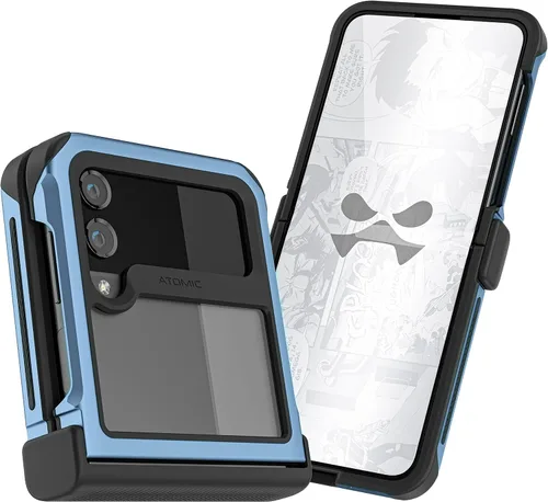 Vista 82 de Ghostek Atomic - Funda delgada para Galaxy Z Flip 4, parte trasera de aramida con parachoques de aluminio rojo, funda protectora de doble capa a