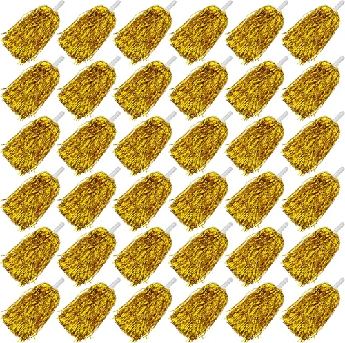 Vista 18 de HAVAGDTM 36PCS Cheerleading Pom Poms Metallic Foil Plastic Pom Poms with Baton Handle for Game Sports Squads Dancing Party Football Basketball Club