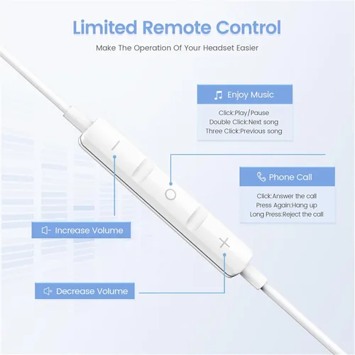 Vista 2 de Auriculares USB C para iPhone 17, auriculares tipo C con cable con micrófono y control remoto, auriculares con cancelación de ruido, compatibles