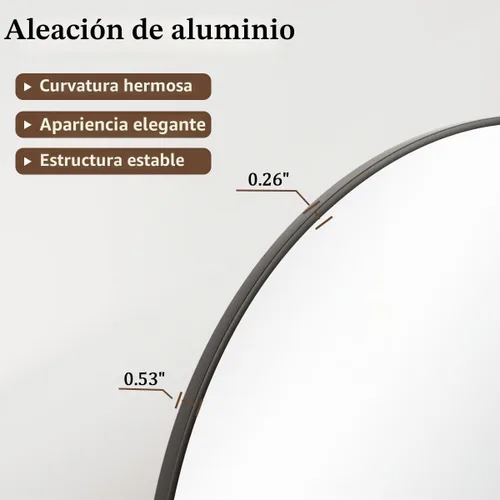 Vista 2 de VooBang - Espejo de cuerpo entero con arco, de 24 x 65 pulgadas, color negro Shatterproof Tempered Glass, Modern Minimalist Chic Room Decor
