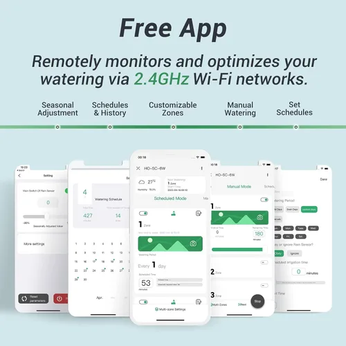 Vista 4 de Controlador de aspersor inteligente de 6 zonas, controlador de riego WiFi para interiores, APP gratuita, compatible con sensor de lluvia, ajuste