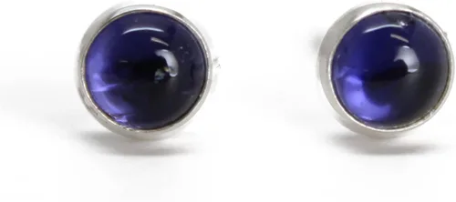 Vista 36 de Aretes de tuerca con piedras preciosas para mujeres y niñas, bisel redondo de 0.157 in de plata esterlina 925
