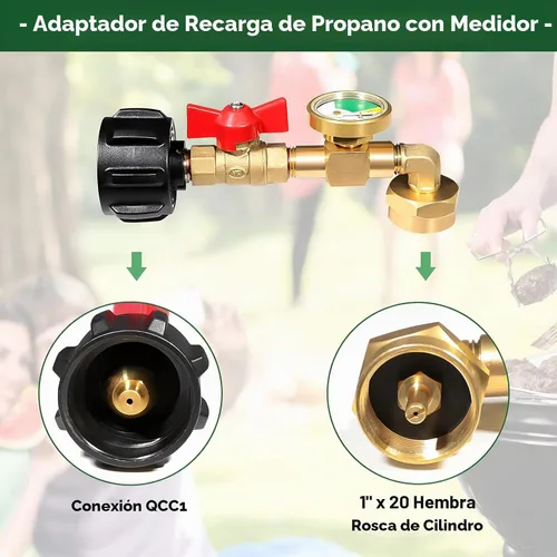 Vista 2 de Adaptador de recarga de propano para tanques de 1 libra, adaptador de recarga de propano para cilindro de propano recargable de 1 libra, convertidor
