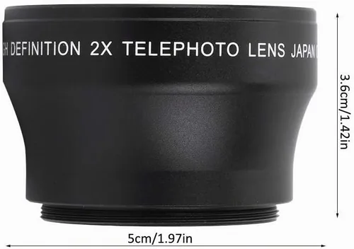 Vista 7 de Lente telefoto 2X, lente convertidor HD de aumento para cámara de montaje de 1.457 in, doble zoom de cámara predeterminado