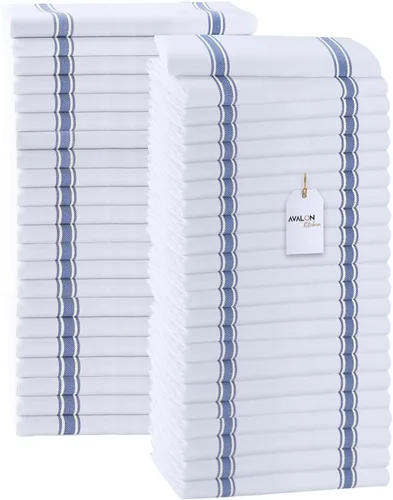 Vista 18 de Paquete de 30 paños de cocina de 100 % algodón con rayas azules, paños de cocina de 15 x 25 pulgadas, paños de cocina para lavar platos, trapos