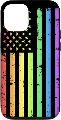 Vista 28 de Funda LGBT para iPhone 17 con diseño de bandera estadounidense arcoíris