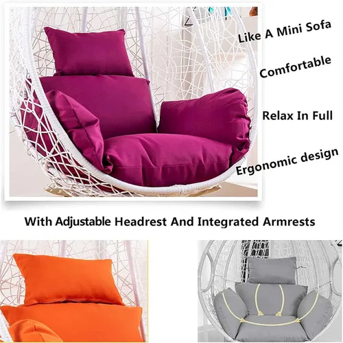 Vista 5 de Cojín para silla con columpio, impermeable, suave, para colgar huevos, para patio, con almohada, para interiores y exteriores