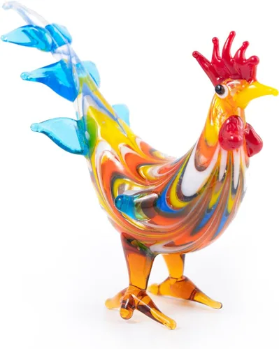 Vista 11 de Mini figuras de gallo de pollo de vidrio soplado, hechas a mano, pequeño compañero lindo coleccionable para adorno de escritorio (azul oscuro)