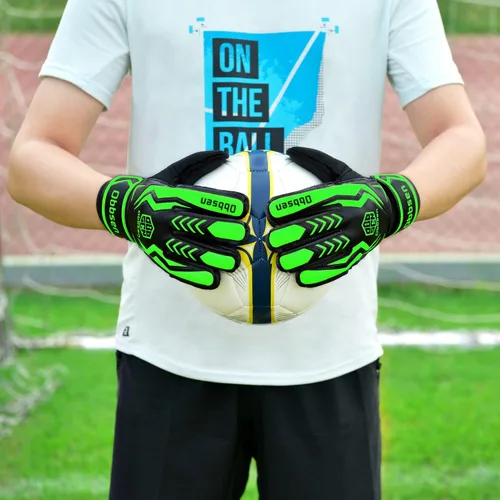 Vista 6 de Guantes de portero de fútbol para niños, jóvenes y adultos, guantes de portero de fútbol de agarre fuerte con protección para los dedos