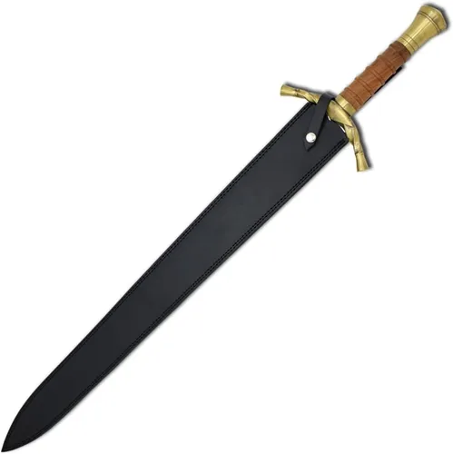 Vista 5 de Medieval Warrior Espada vikinga de fantasía hecha a mano personalizada viene con funda de cuero negro