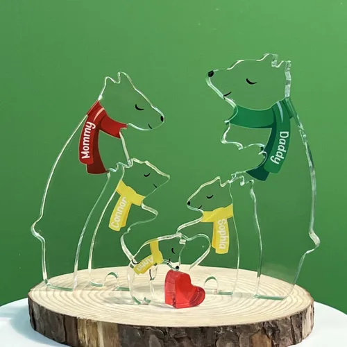 Vista 2 de Rompecabezas personalizado con nombre de la familia, rompecabezas de oso de madera, rompecabezas de madera personalizable de roble decorativo
