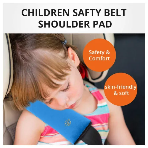Vista 6 de 2 almohadas azules para cinturón de seguridad para niños, almohada para cinturón de seguridad de bebé, protector de almohada de asiento de automóvil