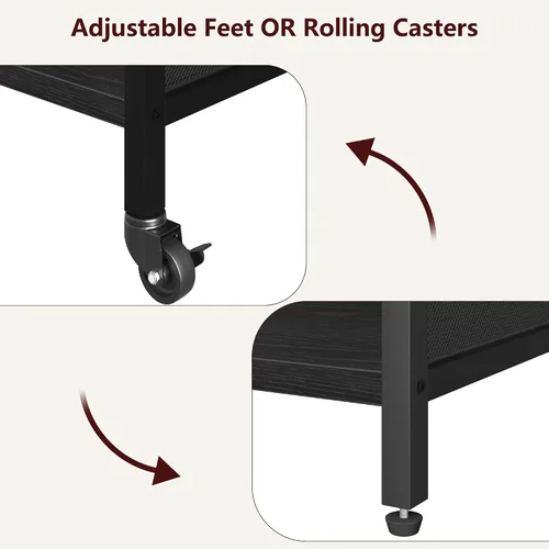 Vista 4 de IDEALHOUSE Soporte de impresora grande con tomas de corriente y puertos de carga USB, mesa de impresora móvil con estante ajustable, carrito