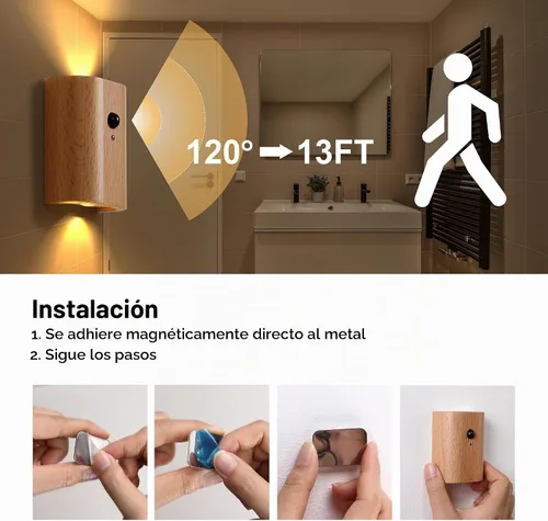 Vista 5 de Aplique de pared con sensor LED de diseño moderno pasillo Haya 1 pc