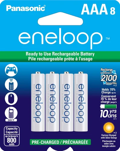Vista 3 de Panasonic Eneloop - Cargador de batería + pilas recargables Eneloop AAA (paquete de 8)