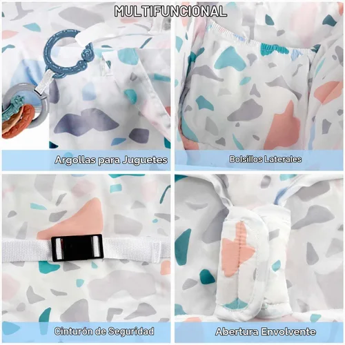 Vista 3 de Funda para carrito de compras para bebé 2 en 1 Funda para silla alta con arnés de seguridad Multifuncional Patrón de manchas blancas Cubiertas