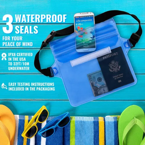 Vista 5 de GLBSUNION Bolsa seca impermeable con correa para la cintura, paquete de 2 fundas a prueba de nieve, a prueba de suciedad y arena, la mejor manera
