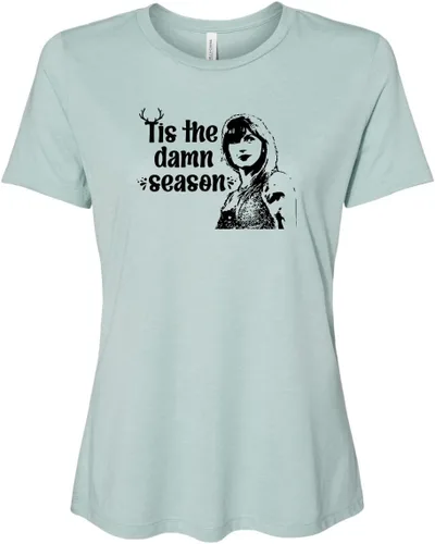 Vista 9 de Cute Women's Screen Printed Crew Neck Tee, Shirts With Sayings, Dusty Blue or Olive