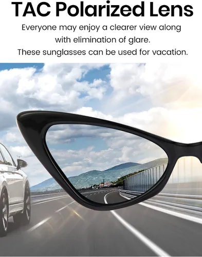 Vista 4 de Veda Tinda Vision Cat Eye Sunglasses for Women Vintage Tinted Polarized Lens Trendy Cateye Rave Festival Retro Cool Glasses