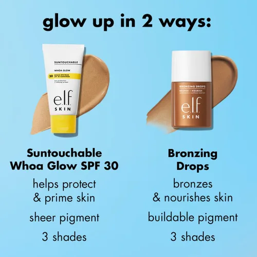 Vista 7 de e.l.f. SKIN - Gotas bronceadoras, bronceador líquido para rostro y piel, crea un brillo bañado por el sol, infundido con vitamina E, vegano y libre