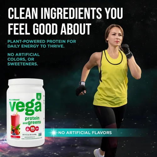 Vista 9 de Vega Proteínas y verduras, baya, proteína a base de plantas Polvo de proteínas más vegetales - Polvo de proteína, ceto-amigable, vegetariano, sin