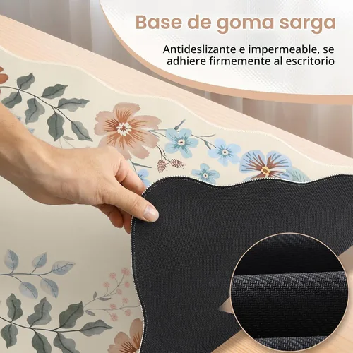 Vista 4 de HAOCOO Alfombrilla de escritorio con bordes ondulados para computadora, alfombrilla de mouse antideslizante, alfombrilla de escritorio lavable