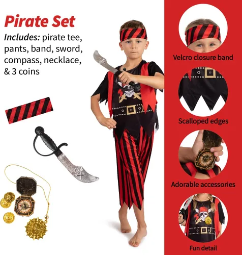 Vista 2 de Born Toys Juego de disfraz 3 en 1 para niños disfraz de pirata para niños disfraz de ninja y disfraz de astronauta para niños de 3 a 7 años con 14