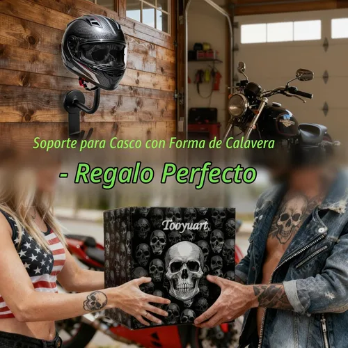 Vista 2 de Soporte para casco de calavera, soporte de pared para casco con ganchos, colgador de casco para abrigos, gorras, béisbol, casco de rugby, accesorios
