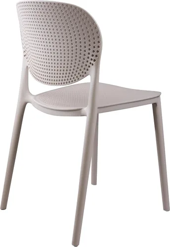 Vista 6 de CozyBlock - Silla de comedor apilable perforada de malla para interior y exterior, juego de 2 (Biege)