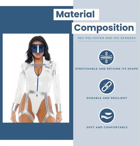 Vista 4 de Forplay Disfraz sexy de personaje de película Blast Off para mujer, Metálico