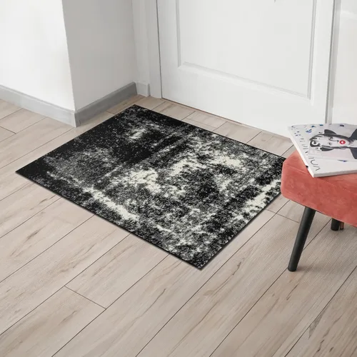 Vista 4 de Keen Home Design Alfombras de Área - 2x3 Que No Se Desprenden, Alfombras Abstractas para Cocina, Sala de Estar, Dormitorio, Comedor, Entrada Negro