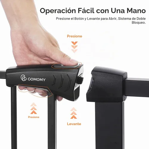Vista 4 de COMOMY Puerta para mascotas de cierre automático con puerta de gato, puerta Negro