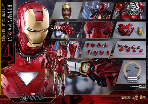 Vista 7 de Hot Toys Figura de Marvel The Avengers Iron Man Mark VI DIECAST a escala 1/6