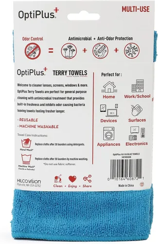 Vista 3 de OptiPlus 16" x 16" Toallas de Terry de Microfibra Tratadas con Silvadur 930 Antimicrobial - Azul