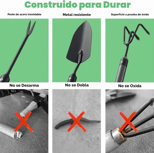 Vista 5 de Juego de herramientas de jardín de 5 piezas con mango extendido, juego de herramientas de jardín resistentes, kit de herramientas de jardinería
