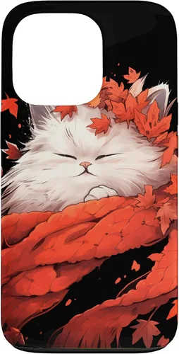 Vista 10 de Persian Cat Kitten Autumn Fall Leaves Thanksgiving Case for iPhone 16