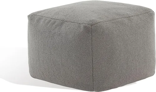 Vista 4 de Safavieh Couture Collection Samuels - Puf cuadrado otomano de piel de oveja sintética, color gris oscuro (totalmente montado)