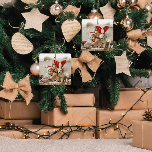Vista 30 de Adornos de Navidad personalizados, adorno con foto personalizada, nuestro primer árbol de Navidad colgante 2024, decoración regalo para Navidad