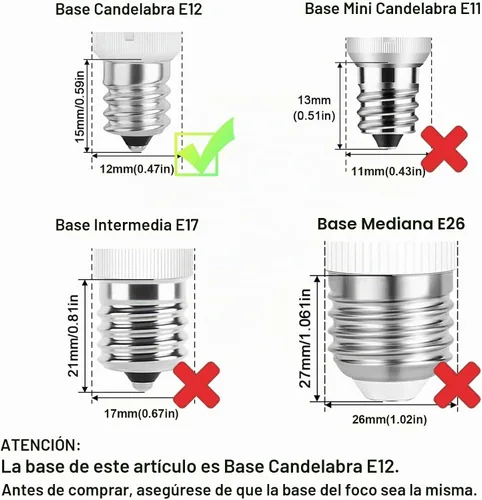 Vista 8 de Bombillas LED E12 regulables, bombilla C7 de 7 W equivalente a bombilla halógena E12 de 60 W, luz blanca diurna 6000 K, base de candelabro T6 E12