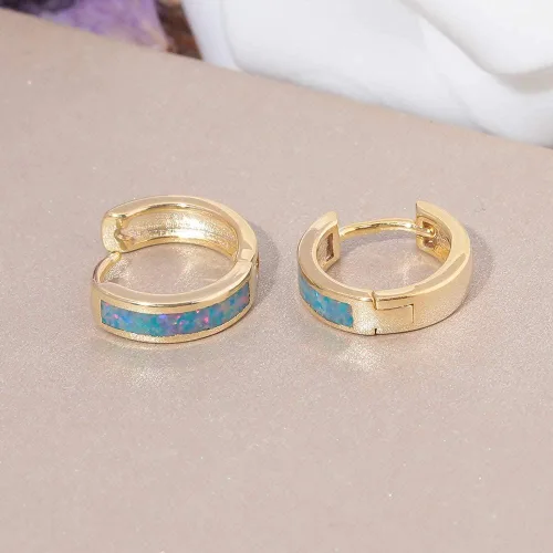Vista 151 de CiNily Aretes Huggie de ópalo con bisagras, chapados en oro, hipoalergénicos, pequeños aretes de aro para mujeres, adolescentes, niñas, hombres
