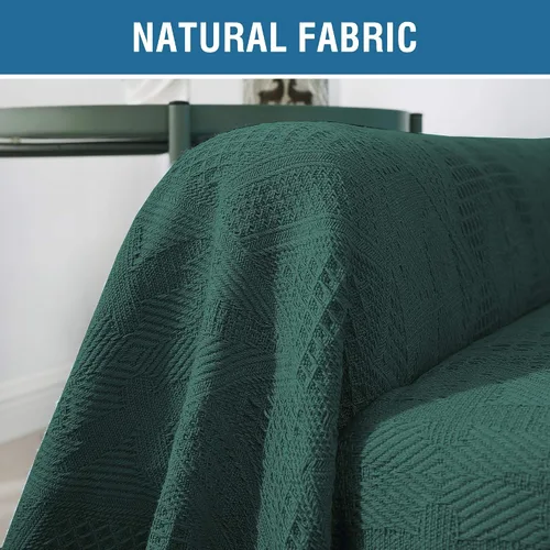 Vista 2 de H.VERSAILTEX Fundas de Sofá de Algodón Funda de Sofá Funda Protectora de Sofá para la Mayoría de Sofás de Diferentes Formas, Presenta Jacquard Verde