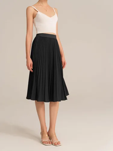 Vista 3 de GRACE KARIN - Falda plisada de gasa para mujer, con cintura alta y elástica, vuelo, corte acampanado y longitud por debajo de la rodilla