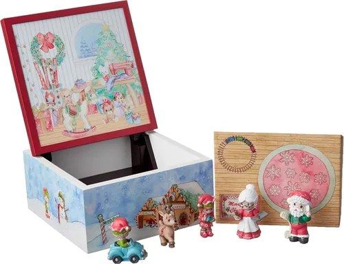 Vista 2 de Precious Moments Santa's Workshop 191106 - Caja de música de madera y resina con luz LED (6 piezas)