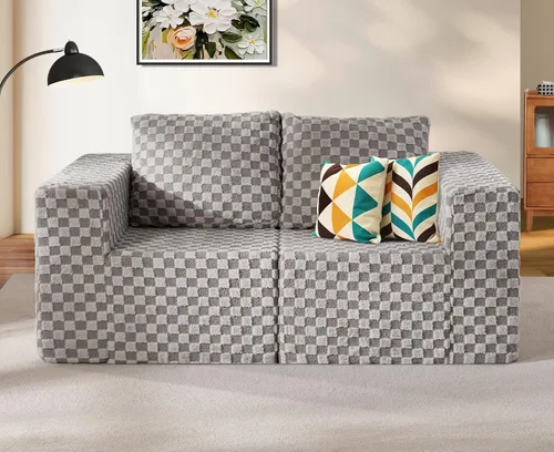 Vista 31 de Hobestluk Sofá seccional modular de sofá deshuesado de 105 pulgadas para 2-Gris